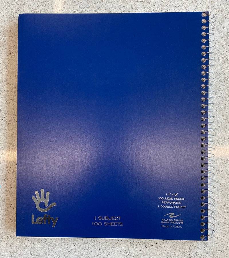 Lefty Notebook 1 Subject, 11" x 9" (SKU 1048753214)